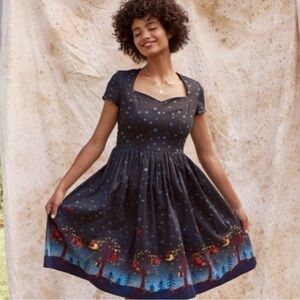 Banned Apparel Retro 50s Woodland Owl Lone Traveller Dress Medium NWT Rockabilly